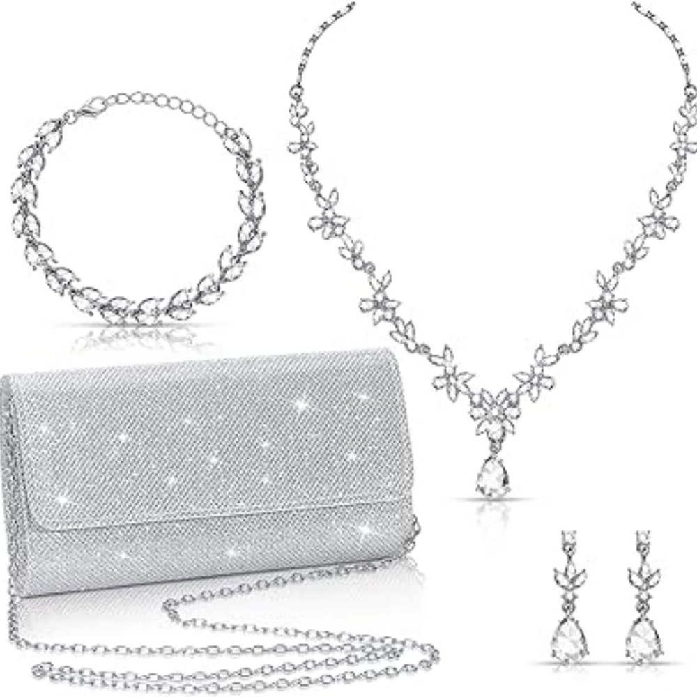 Dazzling Silver Necklace and Earring Set